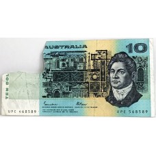 AUSTRALIA 1985 . TEN 10 DOLLARS BANKNOTE . ERROR
